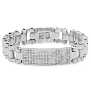 Stainless Steel Zircon Curved Brand Men's Bracelet