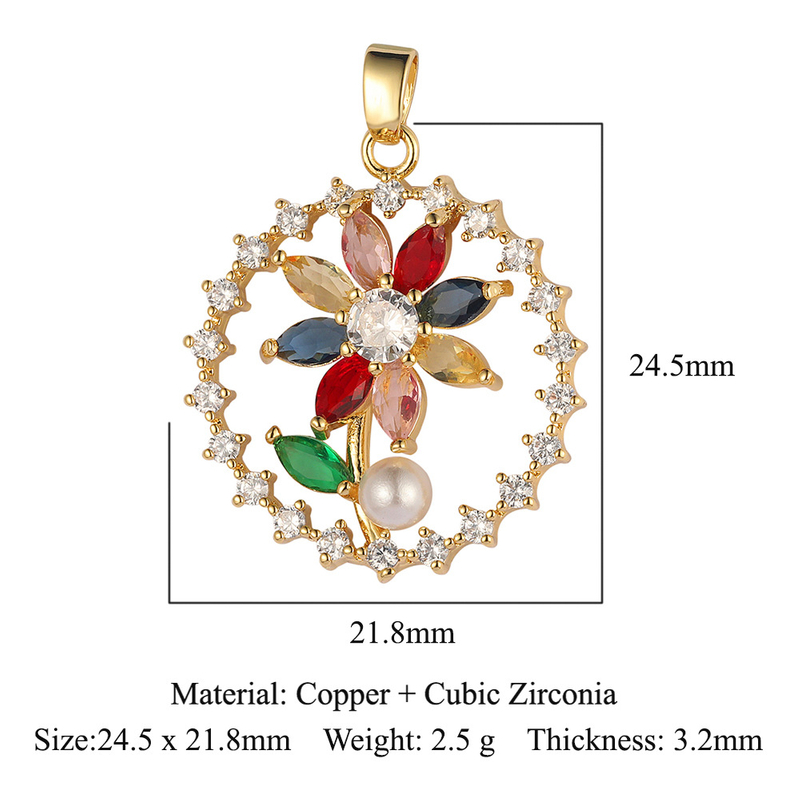 Gold plated heart flower with zirconium pendant