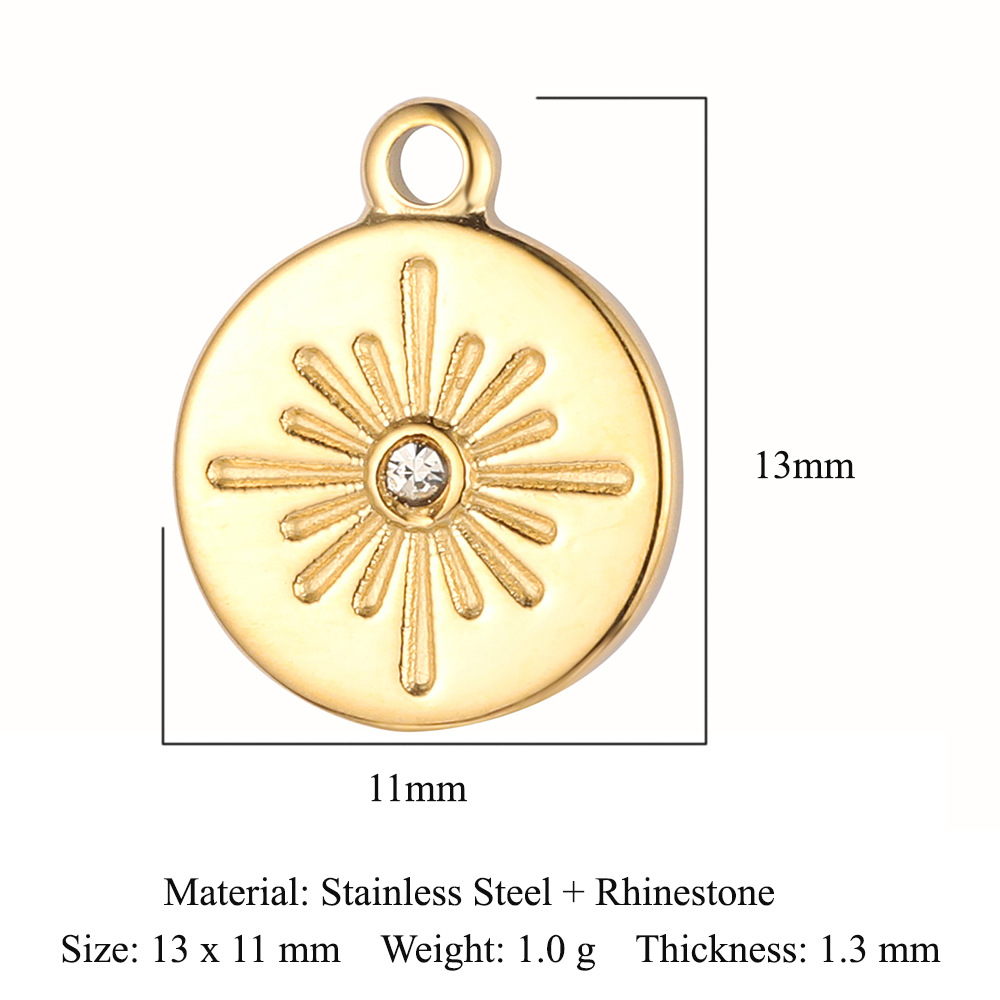 Sun Moon Natural Stone Stainless Steel Pendant