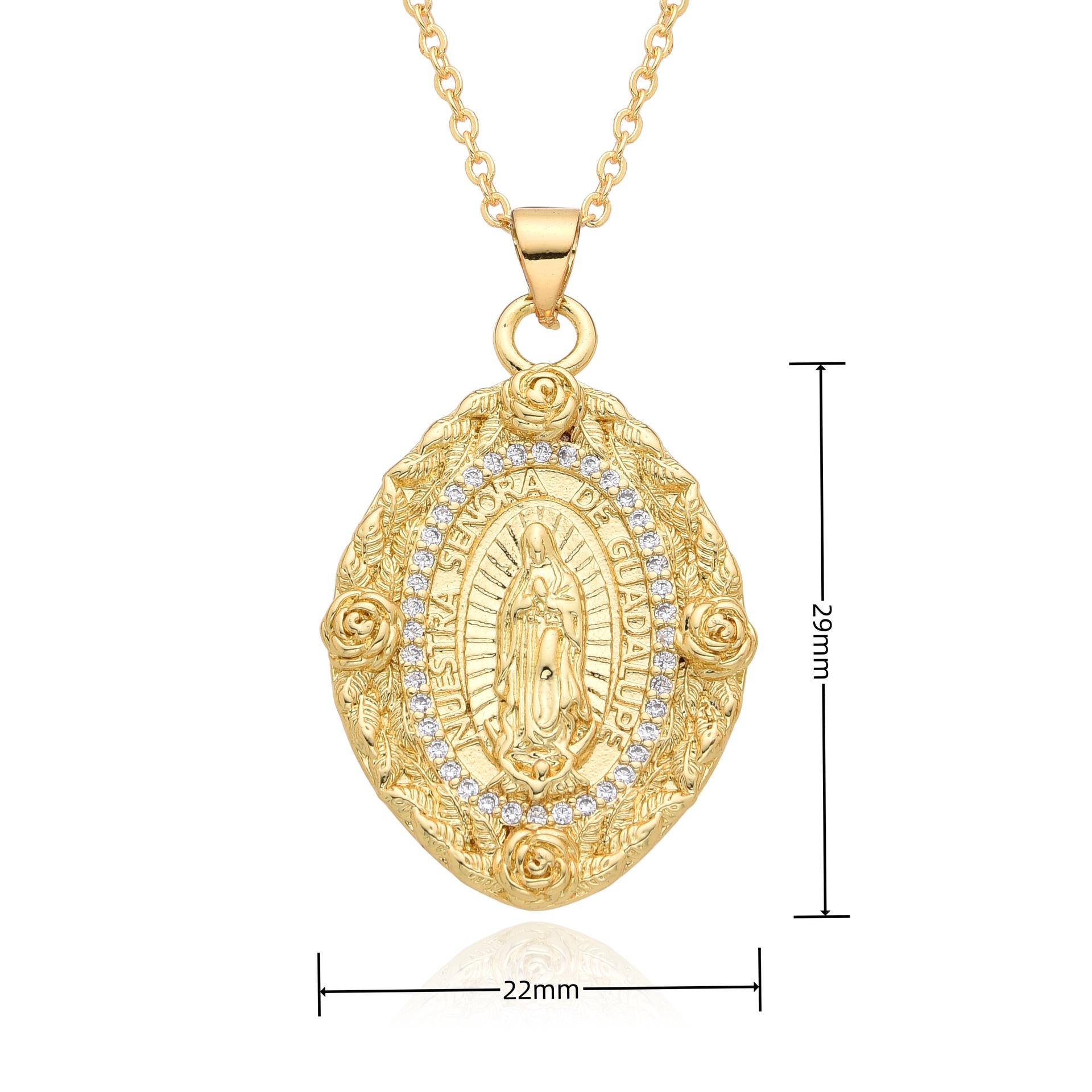 Diamond Set Virgin Mary Pendant with Diamonds