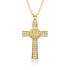 18k Gold Plated Diamond Cross Religious Pendant