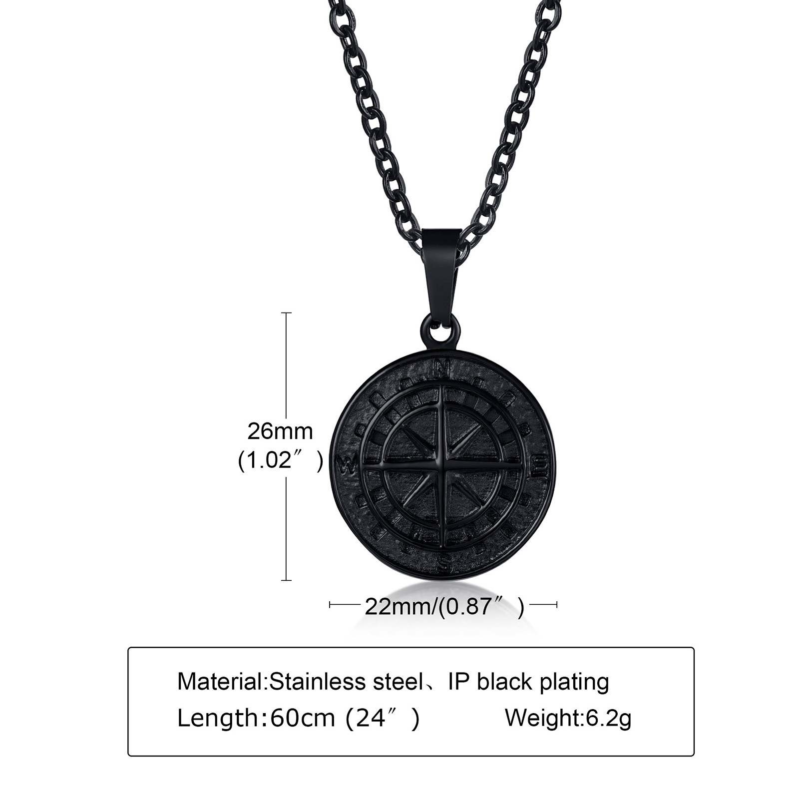 Coin Compass Hip Hop Necklace