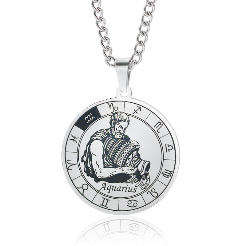 Personalized 12 Zodiac Signs Spinning Couple Necklace