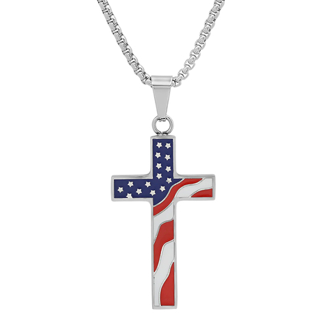 American Flag Cross Pendant
