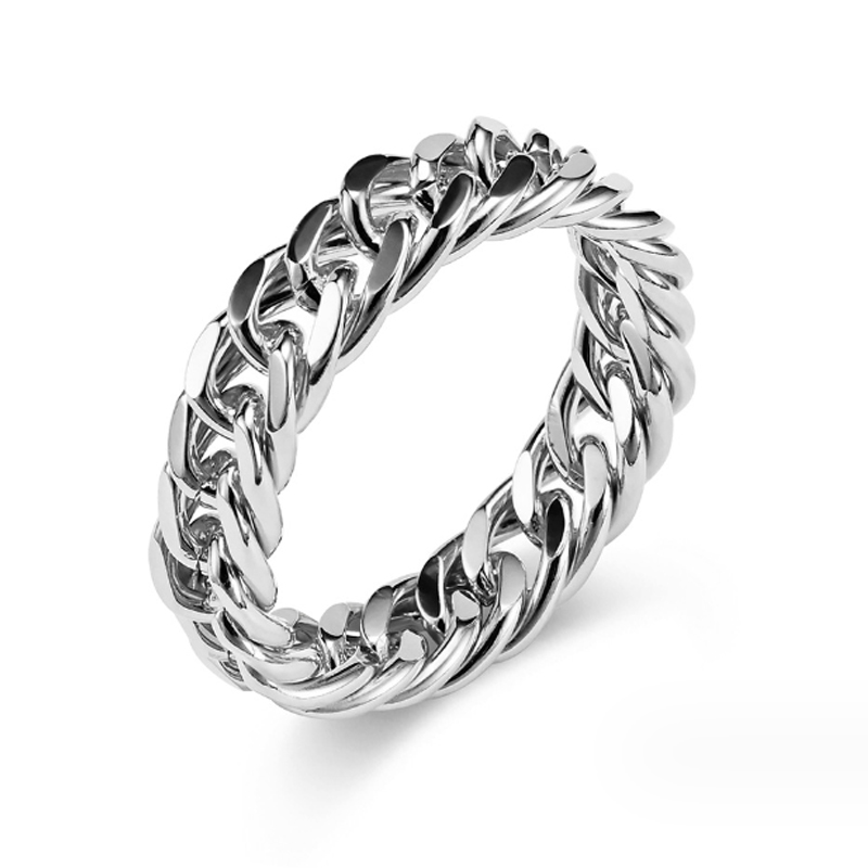  Men's Stainless Steel Cuban Chain Ring