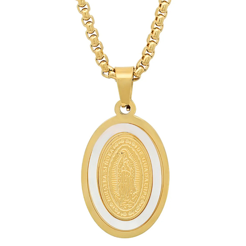 Stainless Steel And Mother of Pearl Mrs. Guadalupe Pendant