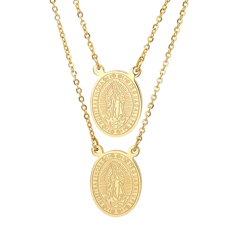 Virgin Mary Oval Scapular Necklace