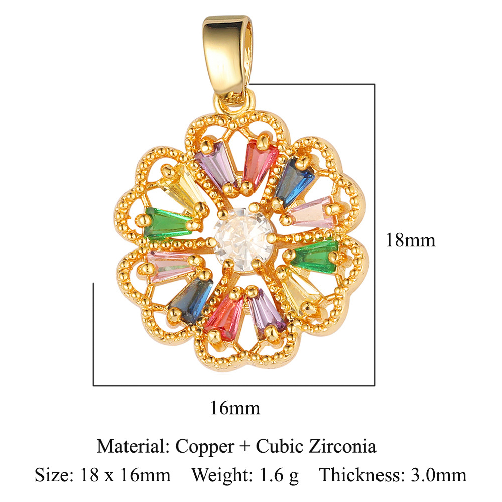 Gold plated heart flower with zirconium pendant