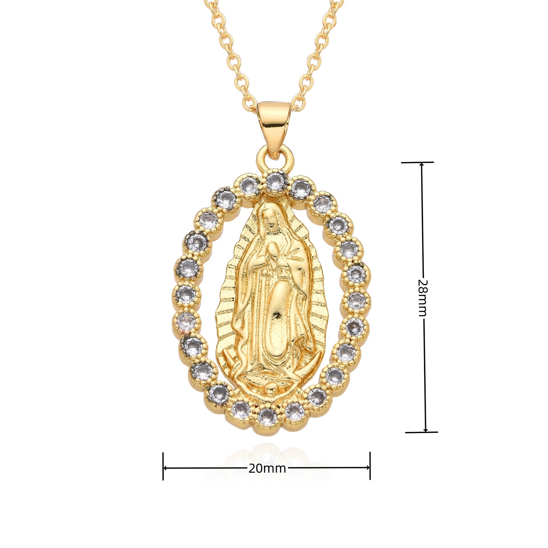 Diamond Set Virgin Mary Pendant with Diamonds