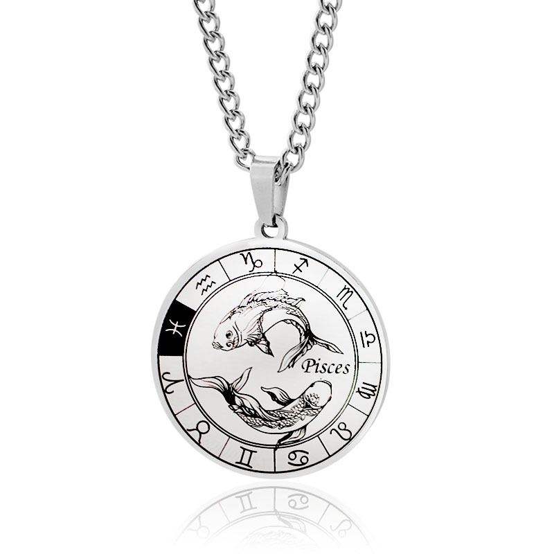 Personalized 12 Zodiac Signs Spinning Couple Necklace