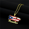 Stainless Steel Puerto Rico Map Flag Pendant