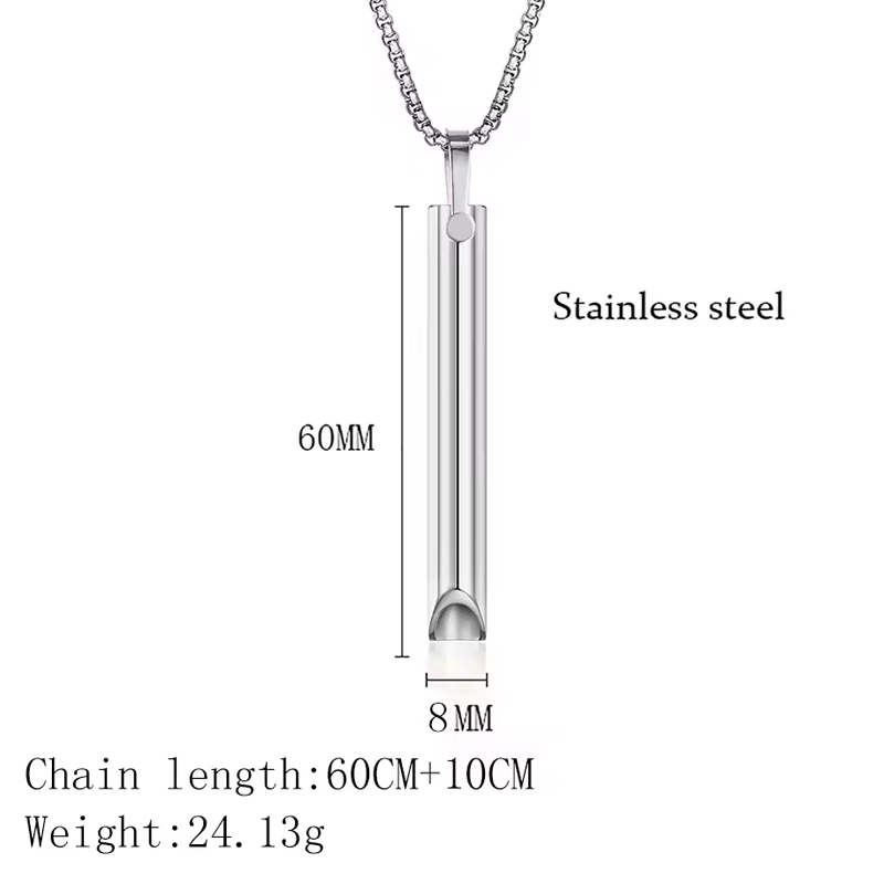 Regulate Breathing Cylinder Meditation Stress Reduction Titanium Necklace