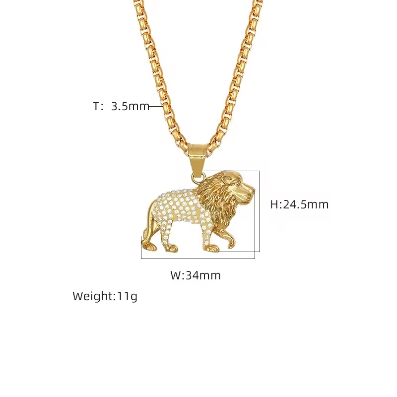 Hip Hop Lion Diamond Animal Necklace