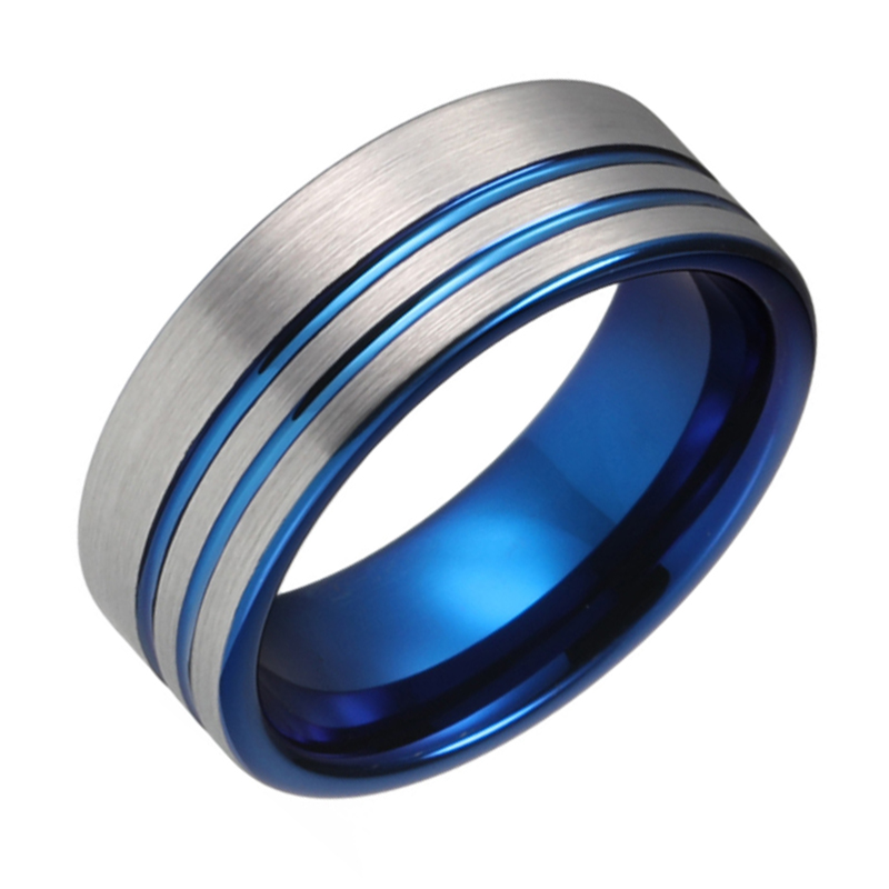 8mm Classic Fashion Two Tone Brushed Stainless Steel Ring