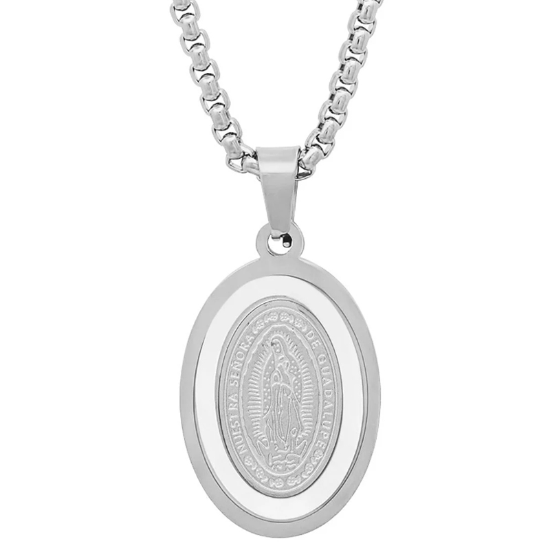 Stainless Steel And Mother of Pearl Mrs. Guadalupe Pendant