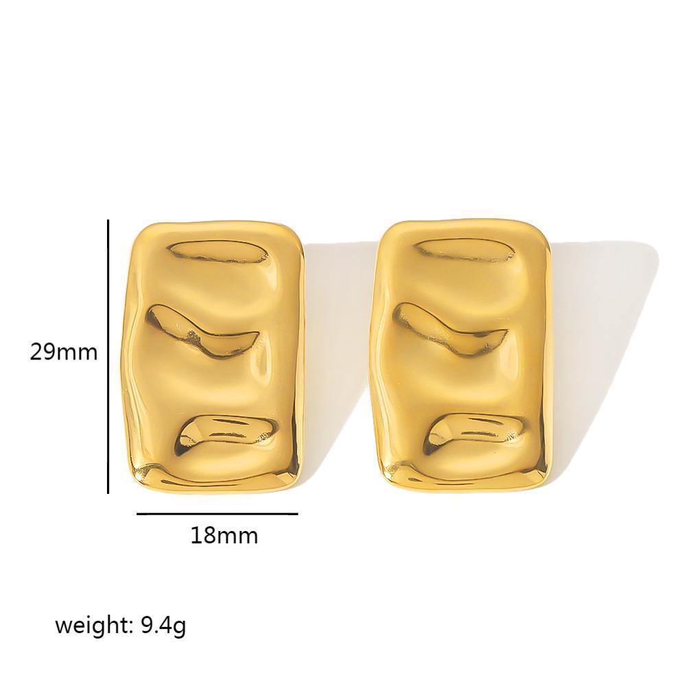 18k Gold Rectangular Rectangular Pleated Earrings