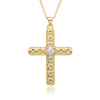 18k Gold Plated Diamond Cross Religious Pendant