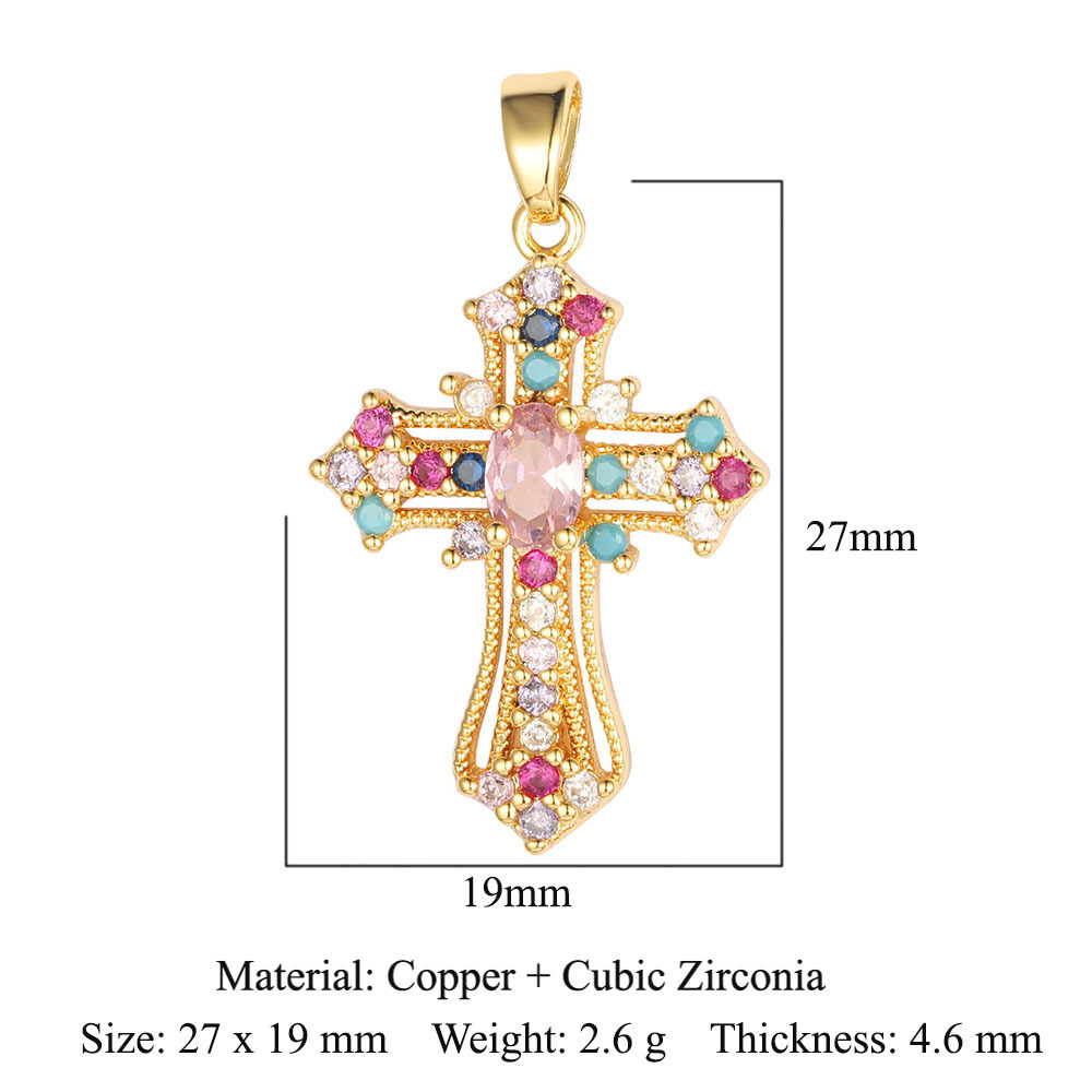 Diamond Virgin Mary Cross Pendant