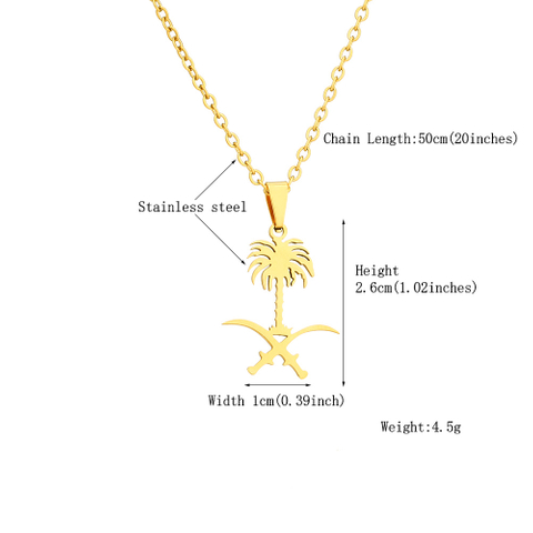 Stainless Steel Saudi Arabia Coat of Arms Symbol Pendant
