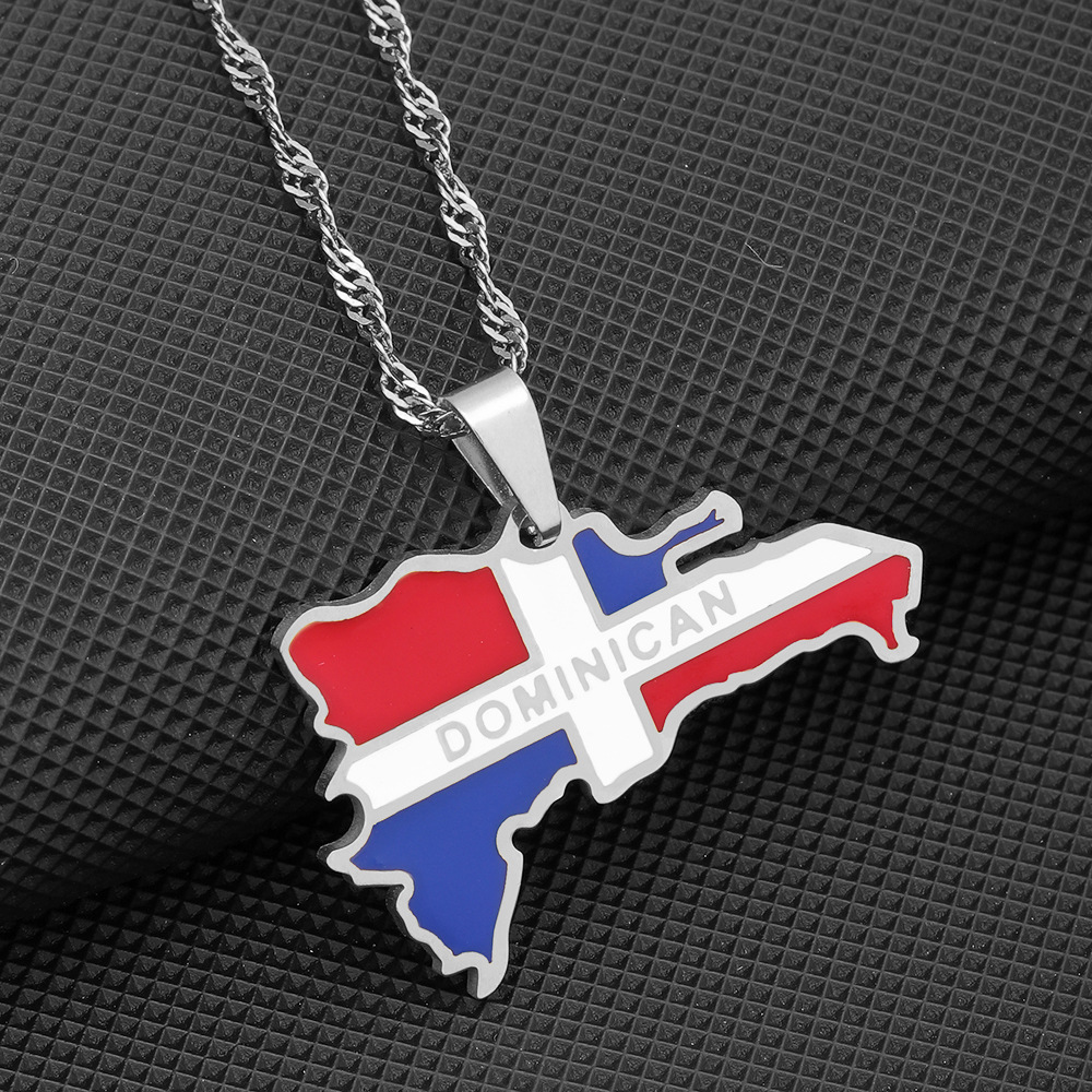 Dominican Republic Map Flag Pendant