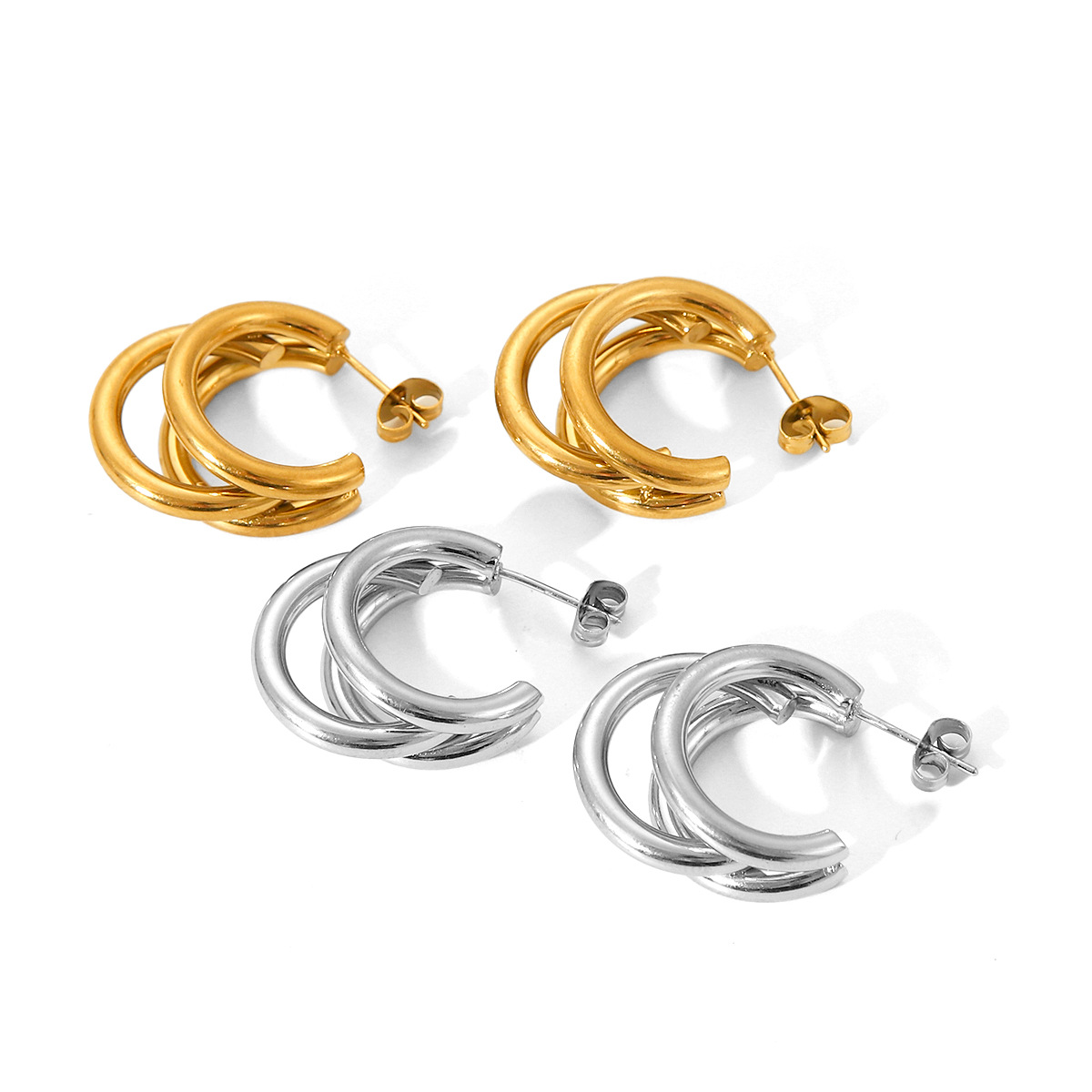 Premium Feeling Personalized 18K Triple Stainless Steel Gold-Plated Earrings