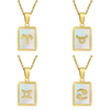 Simple Square White Shell Zodiac Pendant