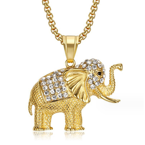 Elephant Fashion Stainless Steel Animal Necklaces Pendant for Men