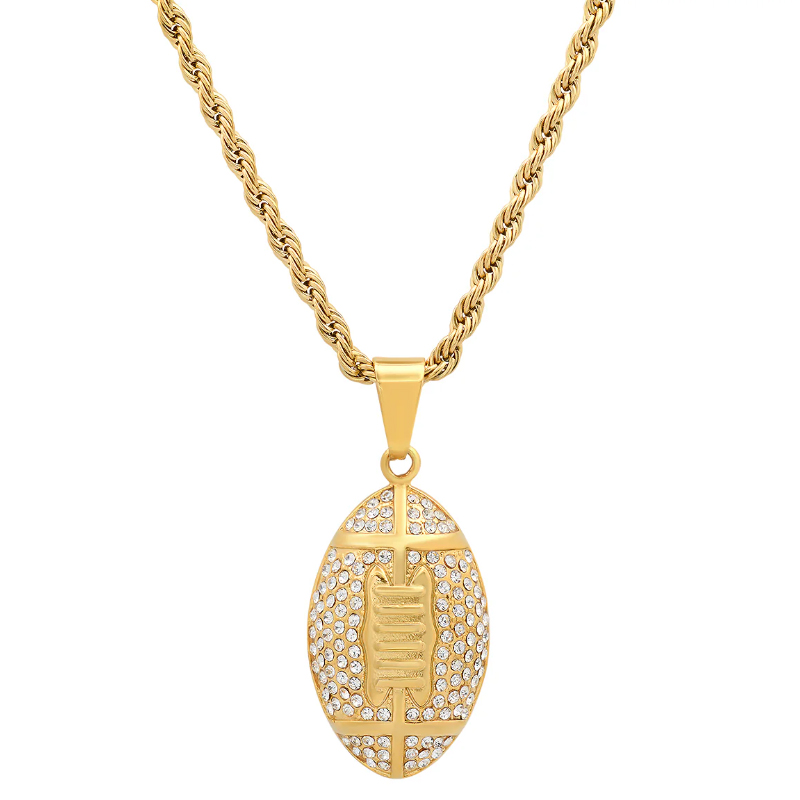 18k Gold Plated Football pendant Necklace