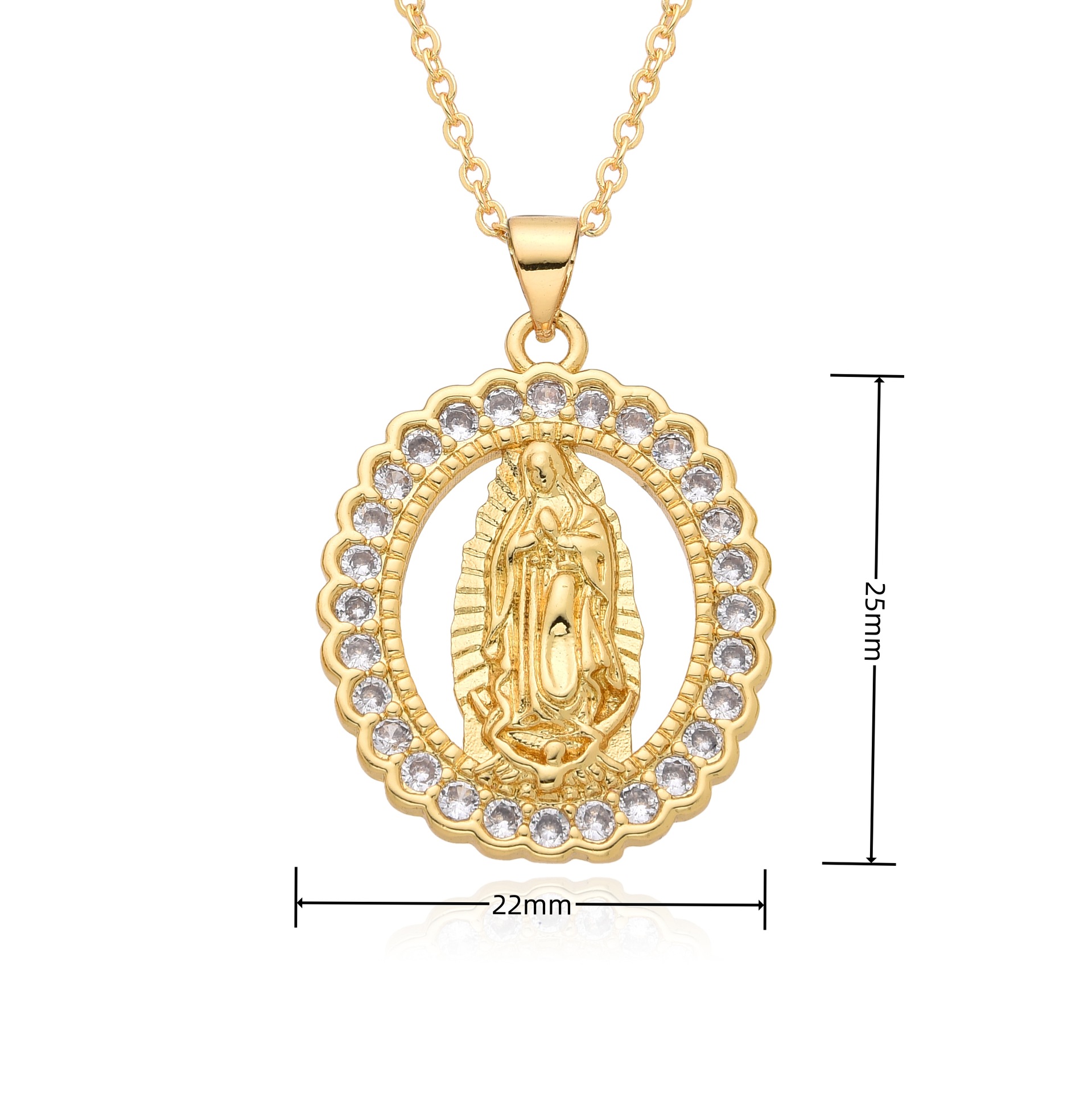 Diamond Set Virgin Mary Pendant with Diamonds