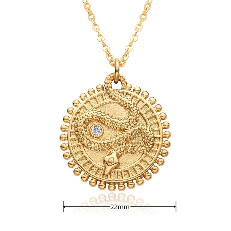 18K Gold Plated Round Snake Element Personalised Pendant