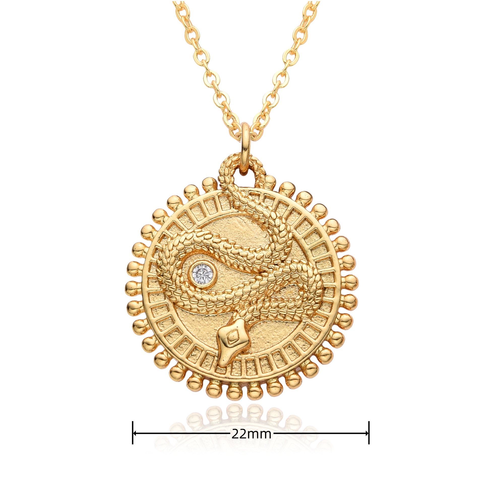 18K Gold Plated Round Snake Element Personalised Pendant