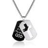 Stainless Steel Skeleton Cross Layered Men's Military Necklace