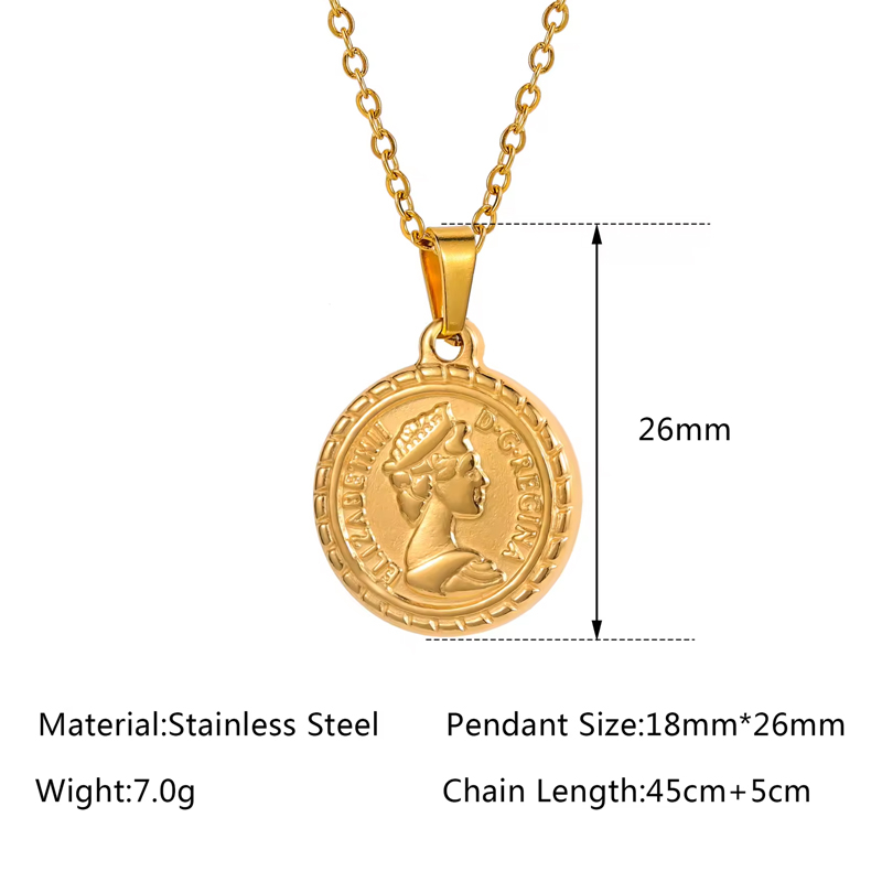 Coin Stereo Portrait Queen Elizabeth Collarbone Necklace