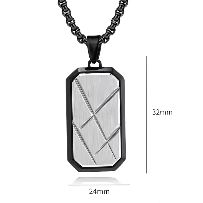 Faceted Staggered Knife Pattern Military Pendant