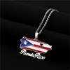 Stainless Steel Puerto Rico Map Flag Pendant