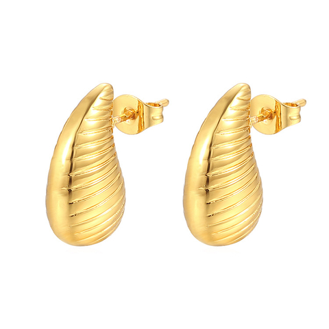 Stainless Steel Stripes Teardrop Earrings