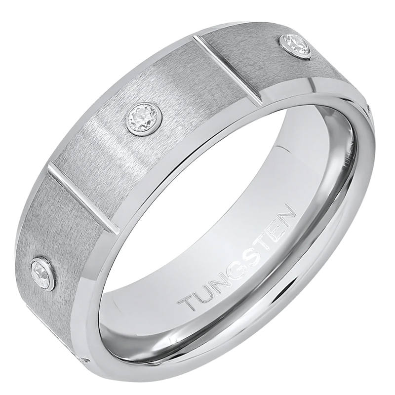 Matte Rubbed Tungsten Ring