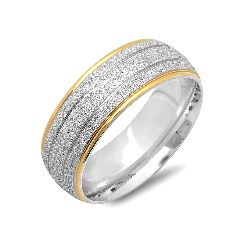 Hot Jewellery Electroplated Sand Gold Jewellery Two Tone Men's Ring