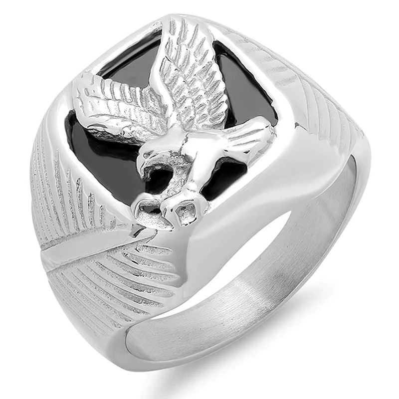 18K Gold Electroplated Eagle Stainless Steel Men\'s Ring