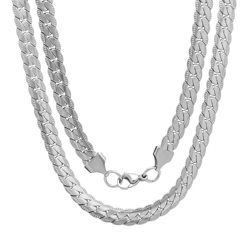 NK Embossed Chain Hip Hop Trendy Cuban Stainless Steel Necklace