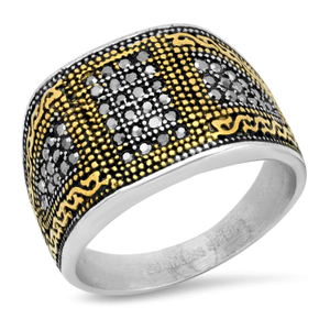 Men's Ring with Diamonds in Intermediate Gold