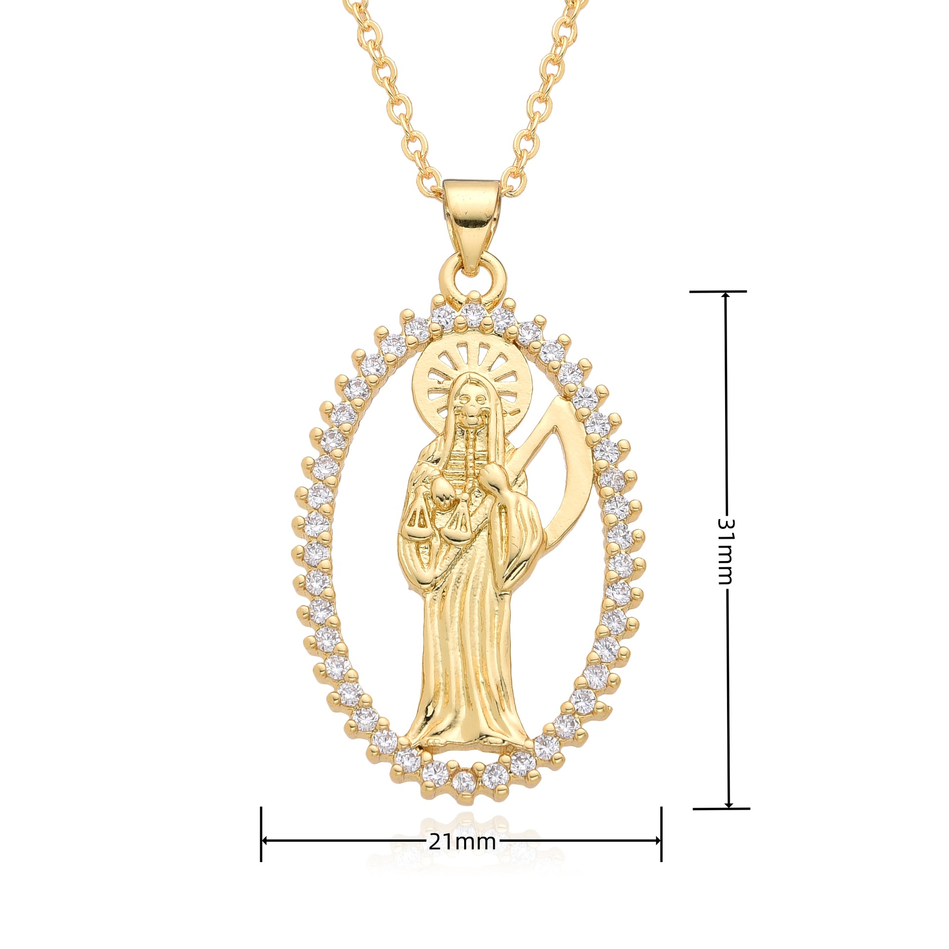 Diamond Set Virgin Mary Pendant with Diamonds