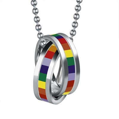 Colorful Rainbow Couple Titanium Necklace