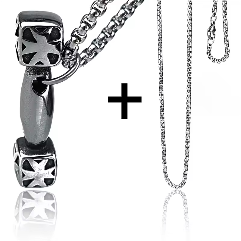 Key Body Exercise Dumbbell Barbell Titanium Hip Hop Necklace
