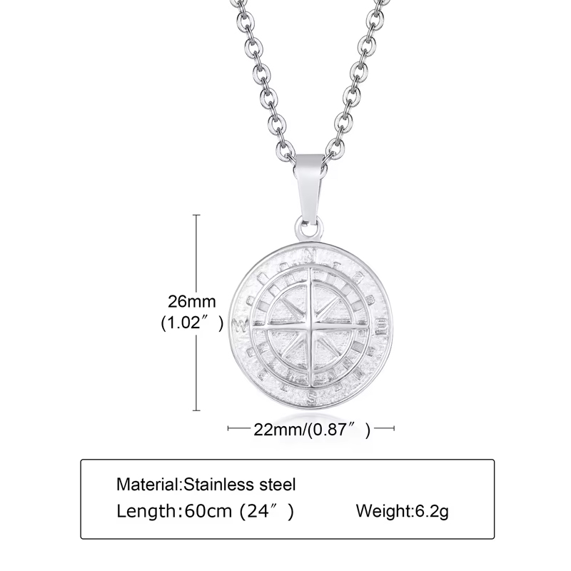 Coin Compass Hip Hop Necklace