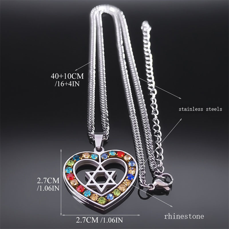 Hexagram Colorful Heart Pendant