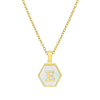 Simple Hexagonal White Shell 26 Letter Pendant