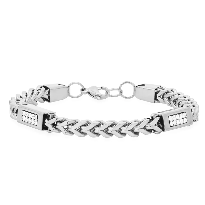 Stainless steel zircon bracelet for men