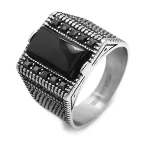 Hip Hop Stainless Steel Stone Ring