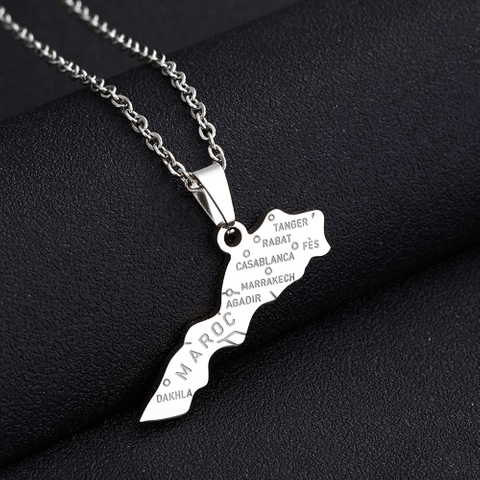Stainless Steel Morocco Map
